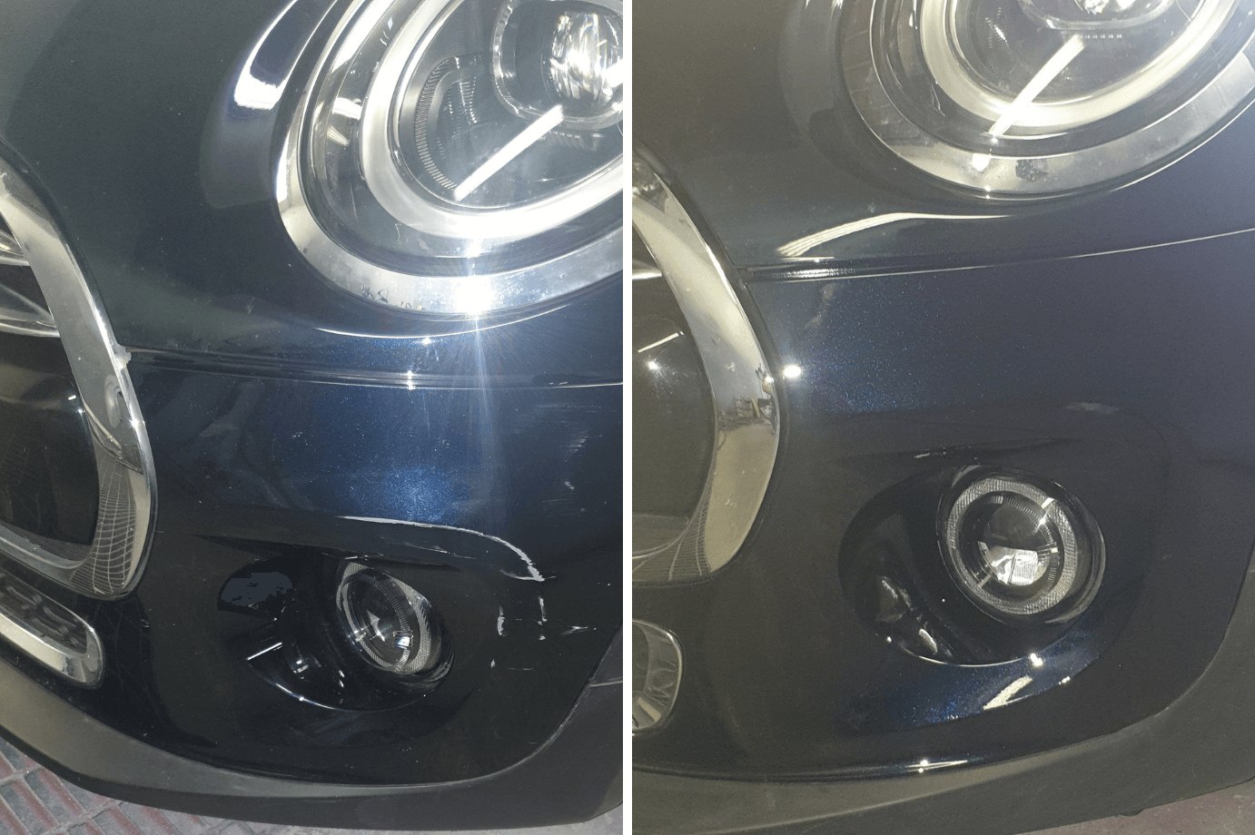 Mini repairs front bumper
